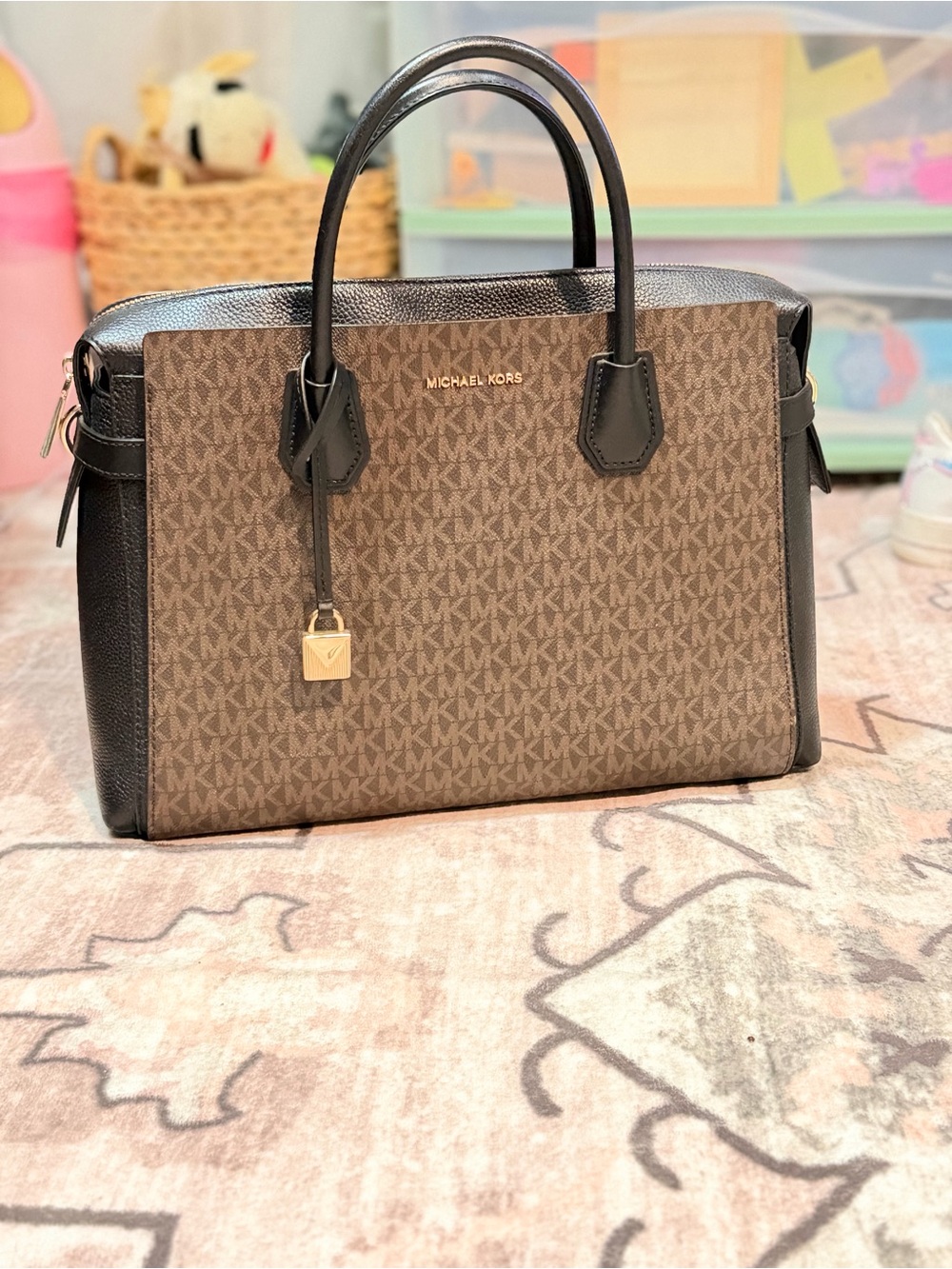Michael Kors Brown and Black MK Monogram Purse